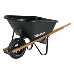 TRUPER - Carretilla Plástica De 120 Litros, Rueda Neumática Lisa