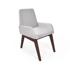 HOGAR VENECIA - Silla Islandia Tela 88X51X73 Plata Patas Caramelo