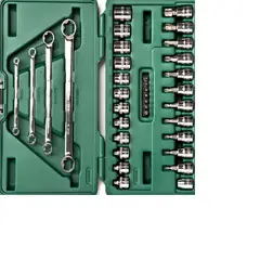 SATA - Juego de Copas E-Torx 3/8" Copas Torx 1/4" Llaves E-Torx 35 Piezas