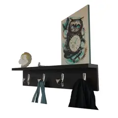 BANZAY - Perchero de Pared con Repisa 4 Ganchos Wuengue