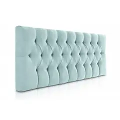 BANZAY - Cabecero Tapizado Tela Base Cama Doble Rombos Aqua