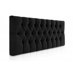 BANZAY - Cabecero Tapizado Tela Base Cama Doble Rombos Negro