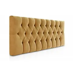 BANZAY - Cabecero Tapizado Tela Base Cama Semi-Doble Rombos Ocre