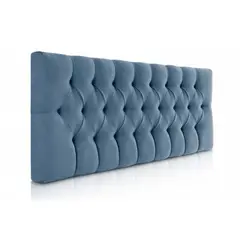 BANZAY - Cabecero Tapizado Tela Base Cama Semi-Doble Rombos Azul Petroleo