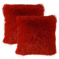 BANZAY - Kit X2 Fundas Cojines Peludo Rojo