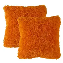 BANZAY - Kit X2 Fundas Cojines Peludo Naranja