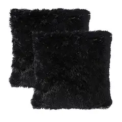 BANZAY - Kit X2 Fundas Cojines Peludo Negro