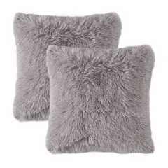 BANZAY - Kit X2 Fundas Cojines Peludo Gris Claro