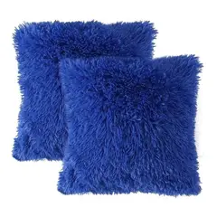 BANZAY - Kit X2 Fundas Cojines Peludo Azul Rey