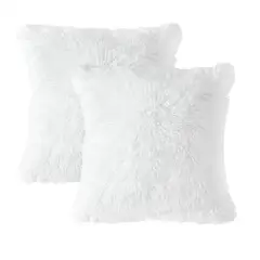 BANZAY - Kit X2 Fundas Cojines Peludo Blanco