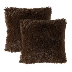 BANZAY - Kit X2 Fundas Cojines Peludo Café