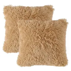 BANZAY - Kit X2 Fundas Cojines Peludo Camel