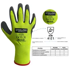 STEELPRO - Guante Nitrilo Foam Alta Visibilidad Talla m -