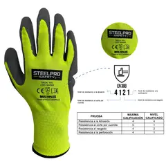 STEELPRO - Guante Nitrilo Foam Alta Visibilidad Talla m -