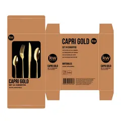 KW - Cubiertos Capri Gold 6 Puestos 24Piezas