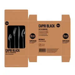 KW - Cubiertos Capri Black 6 Puestos 24Piezas