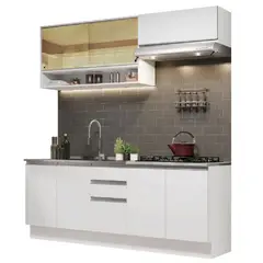 MADESA - Cocina Integral Glamy Color Blanco 2.00m Con Meson