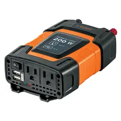 TRUPER - Inversor De Corriente 200 W Para Carro, Con Usb Y 2 Enchufes