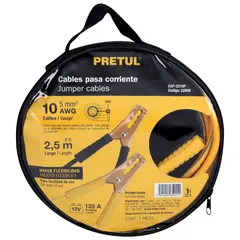 PRETUL - Cable Pasa Corriente O Para Iniciar De 2.5 M, 125 A Y 10 Awg
