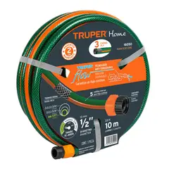 TRUPER - Manguera Reforzada Para Jardín De 1/2'', 3 Capas, 10 Metros