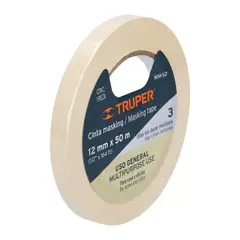 TRUPER - Cinta De Enmascarar Profesional De 50 Metros, Ancho 12 Mm