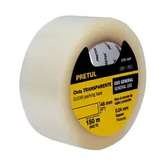 PRETUL - Cinta Ancha Transparente Uso Hogar De 150 Metros Y 48 Mm