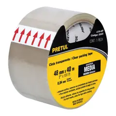 PRETUL - Cinta Ancha Transparente Uso Hogar De 40 Metros Y 48 Mm