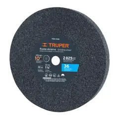 TRUPER - Piedra Abrasiva 10 Pulgadas para Esmeril Grano 36 Espesor 1.1/4 Pulgada