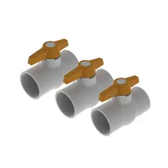 PCP - Paquete por 3 unidades Valvula Bola 2pulg Pvc Lisa Liviana