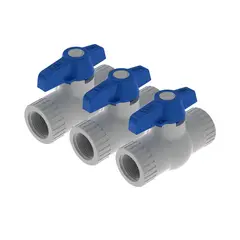 PCP - Paqx3und Val Bola De 3/4pulg Pvc Roscar Tipo Pesado