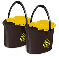 ESTRA - Set de 2 Baldes con Escurridor 12 Litros Negro