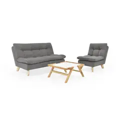 HOGAR VENECIA - Sófa y Poltrona Toulouse Gris + Mesa Dakota