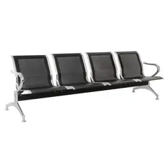 ERGONOMUS - Tandem en acero y cromo 4 puestos-Negro