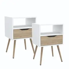RTA DESIGN - Setx2 Mesa De Noche Alesio 1 Cajón Blanco-Beige