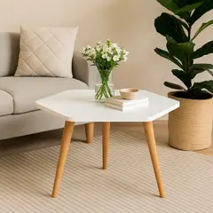 DKO DESIGN SAS - Mesa de centro hexagonal turku 40x60x60cm blanca