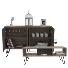 RTA DESIGN - Mesa Auxiliar + Mesa de Centro Café Claro