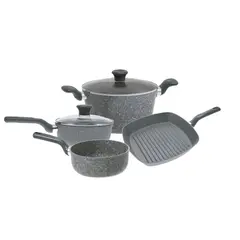 IMUSA - Juego de Ollas / Batería de Cocina 6 Piezas Gusto en Aluminio Fundido con Antiadherente