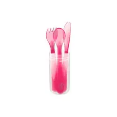 TESCOMA - Set de Cubiertos Pequeños de Viaje Rosado Bambini 3 Piezas