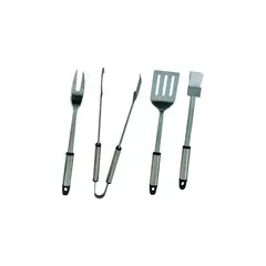 OMAHA - Set Parrillero De 4 Piezas Acero Inoxidable Gris/Negro