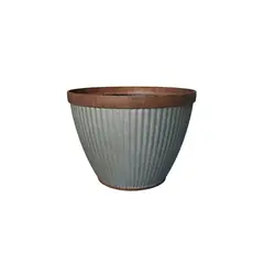 SOUTHERN PATIO - Maceta Redonda Rústica Galvanizada De 38.10 cm