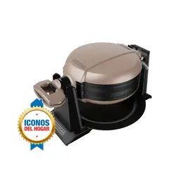 BLACK+DECKER - Wafflera Black & Decker Giratoria Doble 2 Puestos 1200watts Dorada Negra
