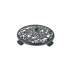 LANDSCAPERS SELECT - Base Para Matera Con Ruedas Redondo 30.48cm Negro