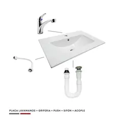 CCOL - Combo Placa Lavamanos + Grifería + Push con Sifón + Acople C291