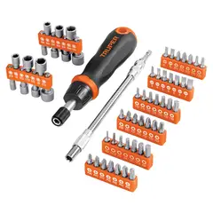 TRUPER - Destornillador Tipo Ratchet con Puntas y Copas 58 Piezas
