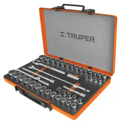 TRUPER - Juego de Copas Mixtas 42 Piezas Cuadrante de 1/2 Pulgada