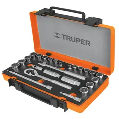 TRUPER - Juego de Copas Mixtas con 25 Piezas Cuadrante de 3/8''