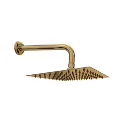 STRETTO - Regadera Slim Cuadrada 8" Oro Atacama Con Brazo De 30Cm