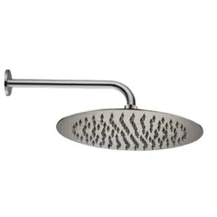 STRETTO - Regadera Slim Redonda 8" Niquel Bruñido Con Brazo De 30Cm