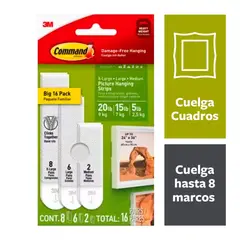 COMMAND - Pack Surtido Tiras x 16 Pares: 8 XL, 6 Grandes, 2 Medianas