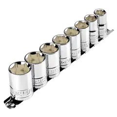 PRETUL - Juego de Copas 8 Piezas desde 1/2'' hasta 15/16'' Cuadrante 1/2''